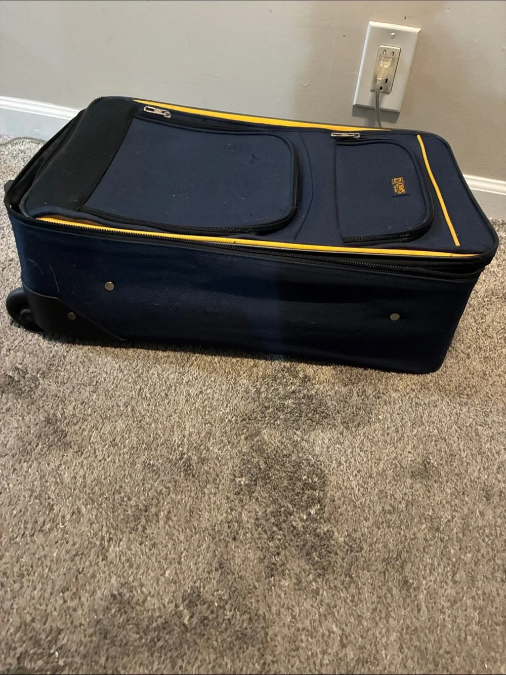 Vintage Chaps Navy and Yellow Upright Travel Carry-On Bag